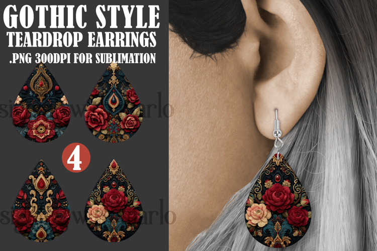 Gothic Teardrop Earrings, Gothic Earring Designs, s24