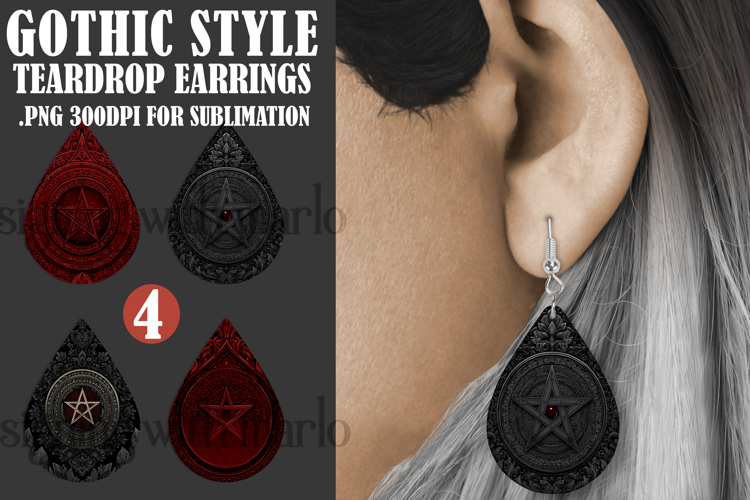 Gothic Teardrop Earrings, Gothic Earring Designs, s25