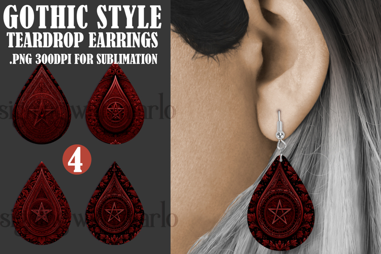 Gothic Teardrop Earrings, Gothic Earring Designs, s27