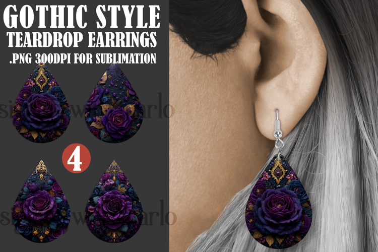 Gothic Teardrop Earrings, Gothic Earring Designs, s30