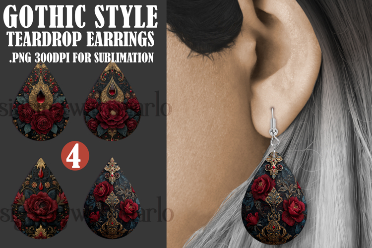 Gothic Teardrop Earrings, Gothic Earring Designs, s32