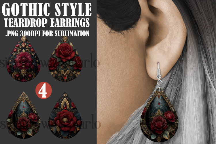 Gothic Teardrop Earrings, Gothic Earring Designs, s35