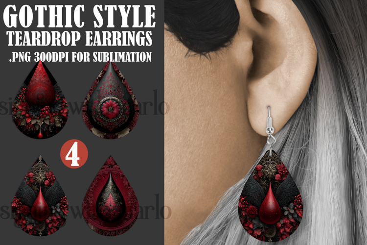 Gothic Teardrop Earrings, Gothic Earring Designs, s46