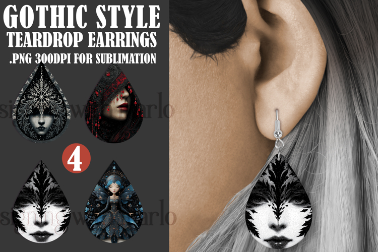 Gothic Teardrop Earrings, Gothic Earring Designs, s47