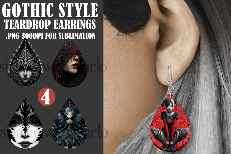 Gothic Teardrop Earrings, Gothic Earring Designs, s48