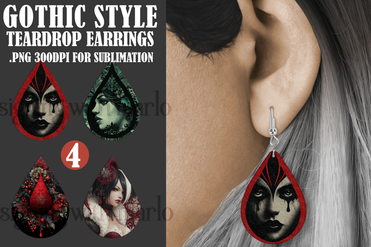 Gothic Teardrop Earrings, Gothic Earring Designs, s49