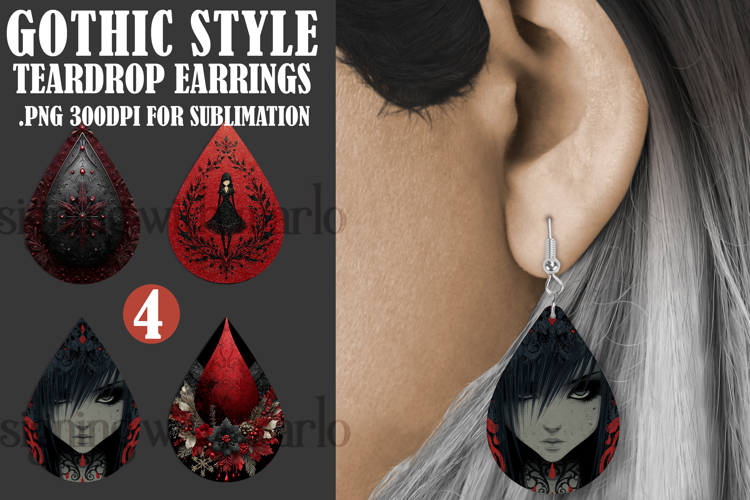 Gothic Teardrop Earrings, Gothic Earring Designs, s51