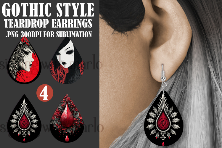 Gothic Teardrop Earrings, Gothic Earring Designs, s53
