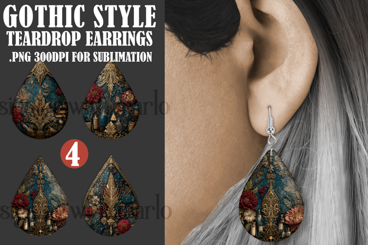 Gothic Teardrop Earrings, Gothic Earring Designs, s55