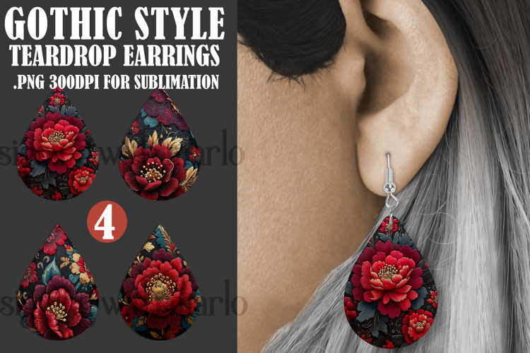 Gothic Teardrop Earrings, Gothic Earring Designs, s56