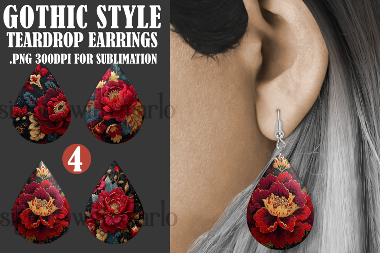 Gothic Teardrop Earrings, Gothic Earring Designs, s57