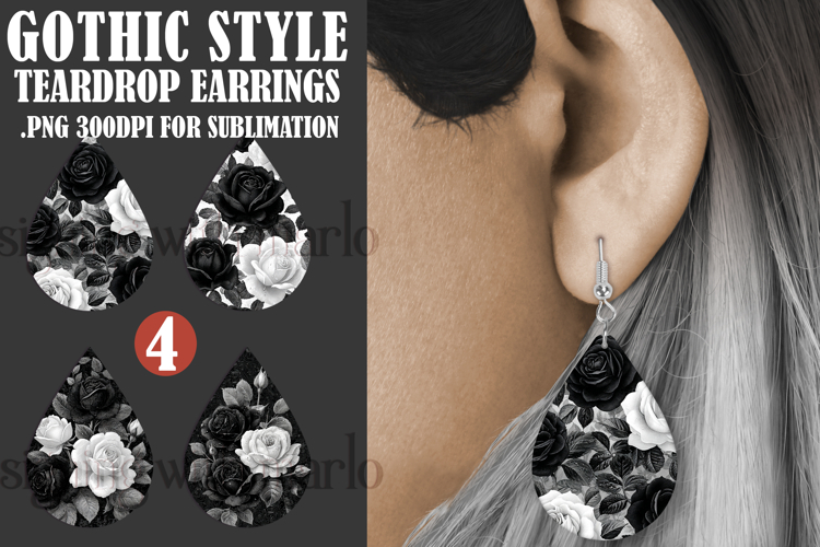 Gothic Teardrop Earrings, Gothic Earring Designs, s61