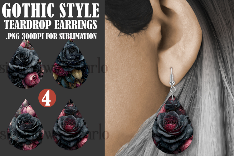 Gothic Teardrop Earrings, Gothic Earring Designs, s63