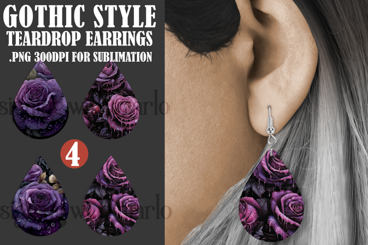 Gothic Teardrop Earrings, Gothic Earring Designs, s64