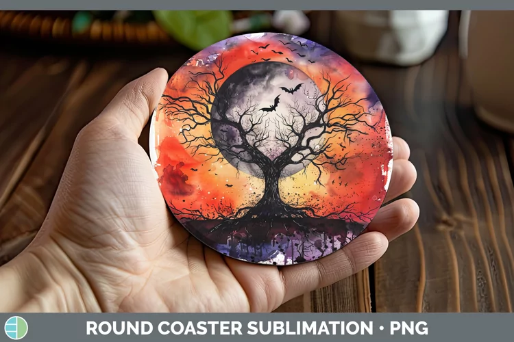 Gothic Tree of Life Round Coaster Sublimation Coaster Design