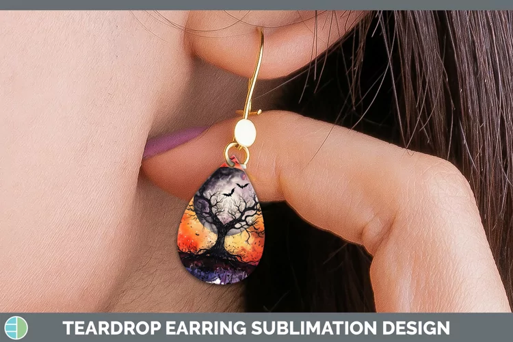 Gothic Tree of Life Teardrop Earrings Sublimation Earrings D