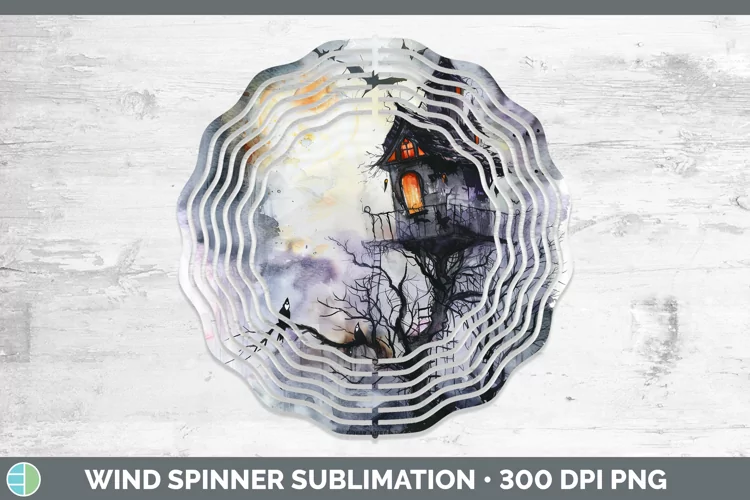 Gothic Treehouse Wind Spinner Sublimation Spinner Designs