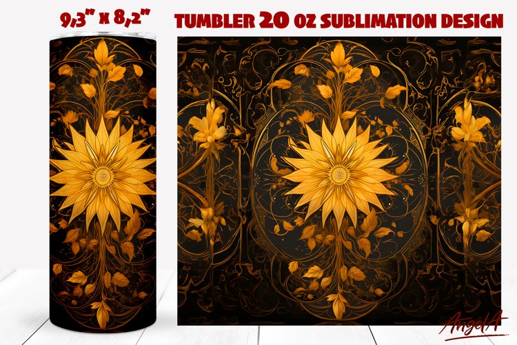 Gothic floral tumbler wrap / vintage orange flower example image 1
