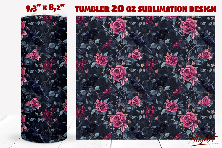 Vintage floral tumbler wrap sublimation Roses tumbler
