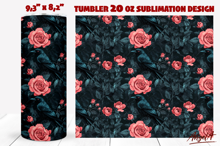 Vintage floral tumbler wrap sublimation Roses tumbler