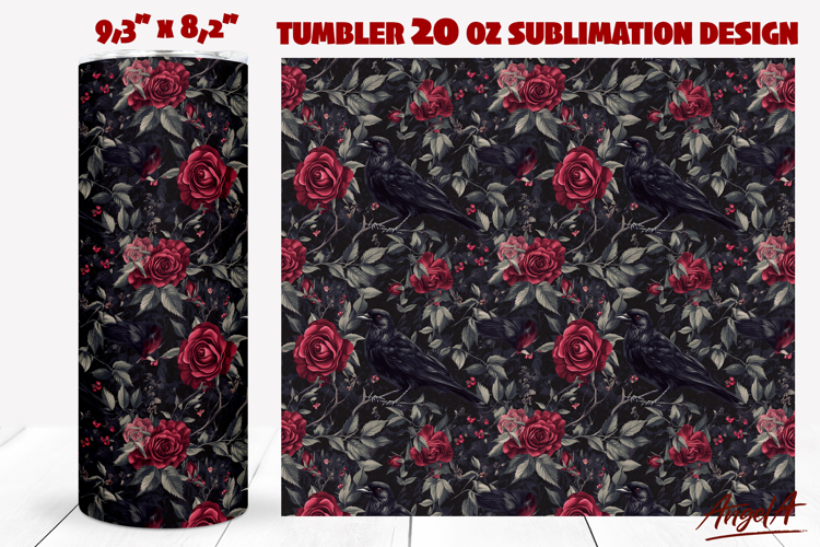 Vintage floral tumbler wrap sublimation Roses tumbler