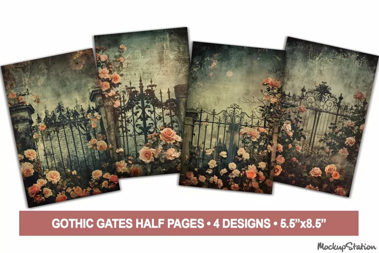 Gothic Gates Junk Journal Pages | Digital Papers JPG