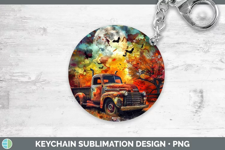 Gothic Vintage Truck Keychain Sublimation Keyring Designs
