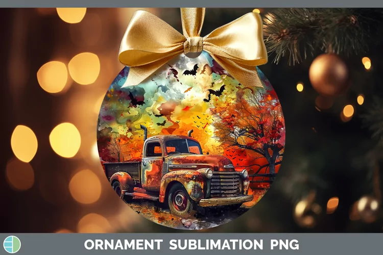Gothic Vintage Truck Ornament Sublimation Bauble Designs