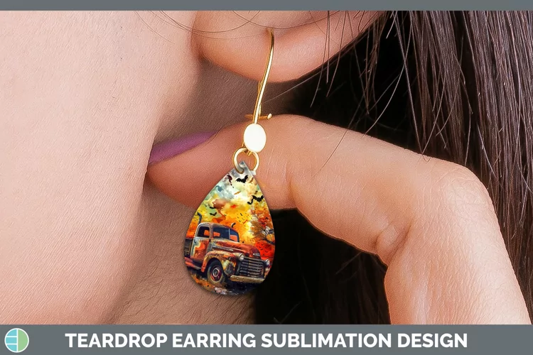 Gothic Vintage Truck Teardrop Earrings Sublimation Earrings