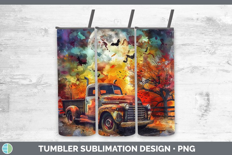 Gothic Vintage Truck Tumbler Sublimation 20 oz Skinny Tumble