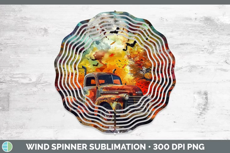 Gothic Vintage Truck Wind Spinner Sublimation Spinner Design