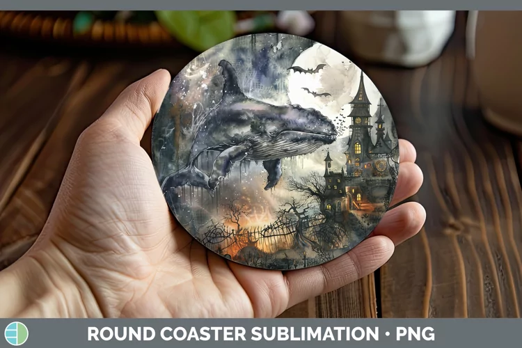 Gothic Whale Round Coaster Sublimation Coaster Designs