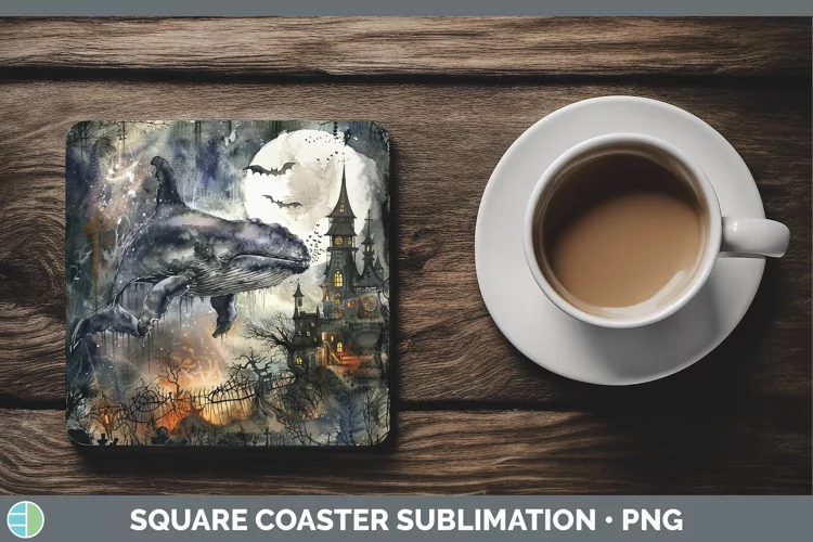 Gothic Whale Square Coaster Sublimation Coaster Designs