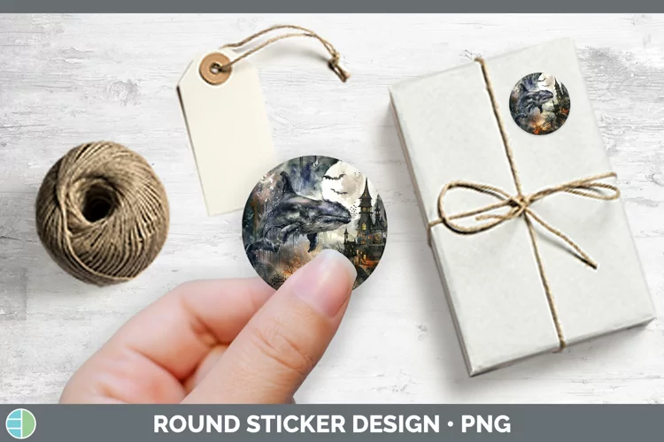 Gothic Whale Stickers | Round Labels Designs