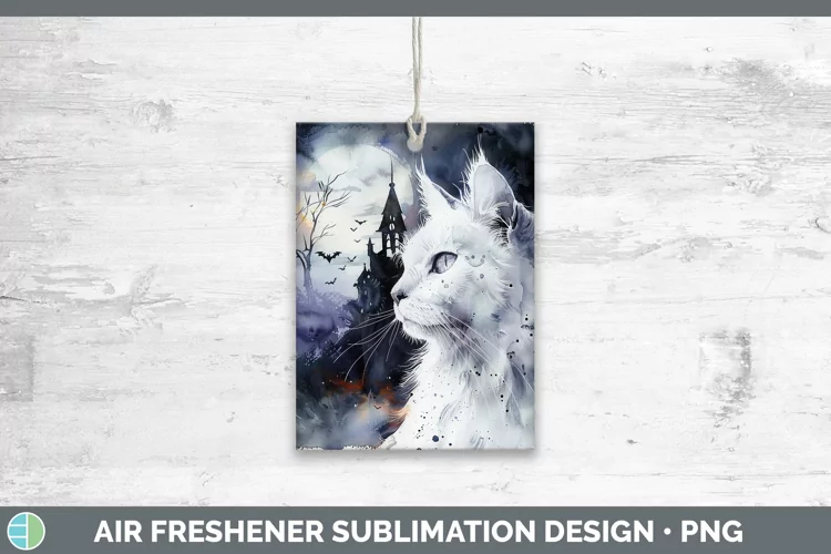Gothic White Cat Air Freshener Sublimation Car Freshener Des