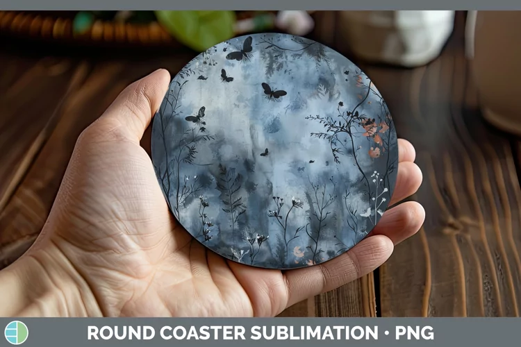 Gothic Wild Flowers Round Coaster Sublimation Coaster Design