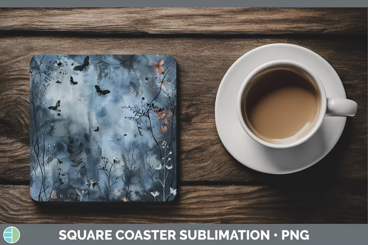 Gothic Wild Flowers Square Coaster Sublimation Coaster Desig