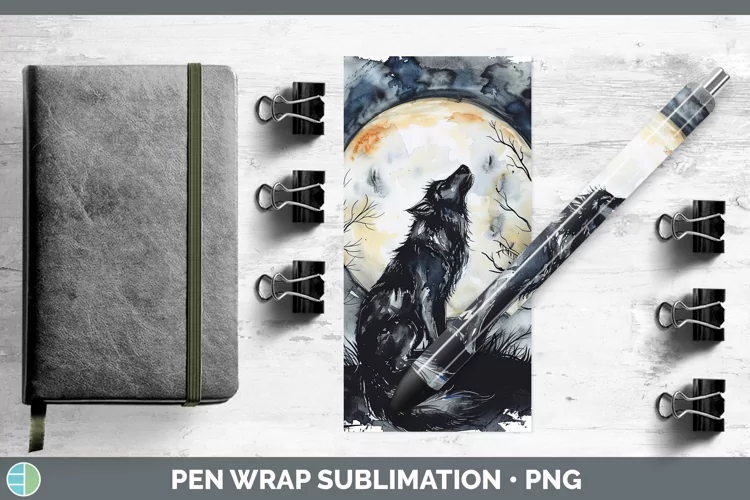 Gothic Wolf Pen Wrap Sublimation Epoxy Pen Designs