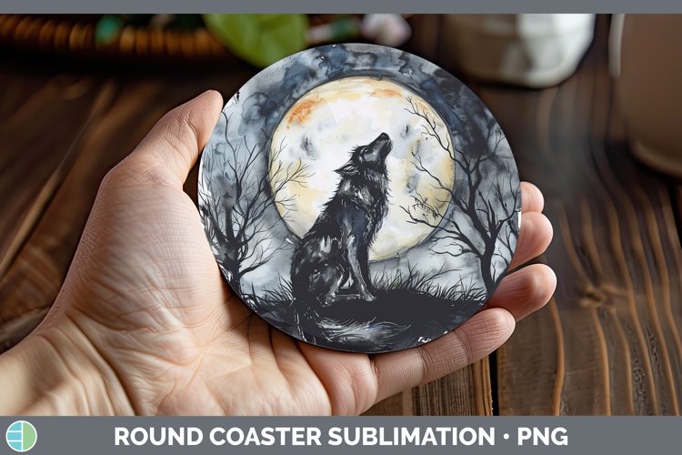 Gothic Wolf Round Coaster Sublimation Coaster Designs