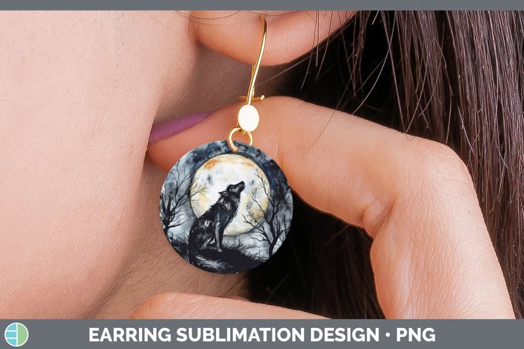 Gothic Wolf Round Earrings Sublimation Earrings Designs
