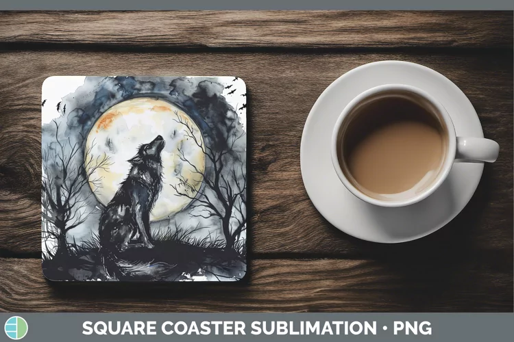 Gothic Wolf Square Coaster Sublimation Coaster Designs