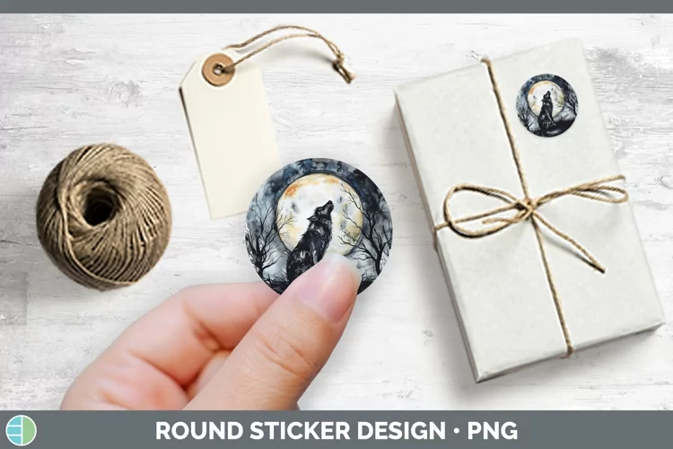 Gothic Wolf Stickers | Round Labels Designs
