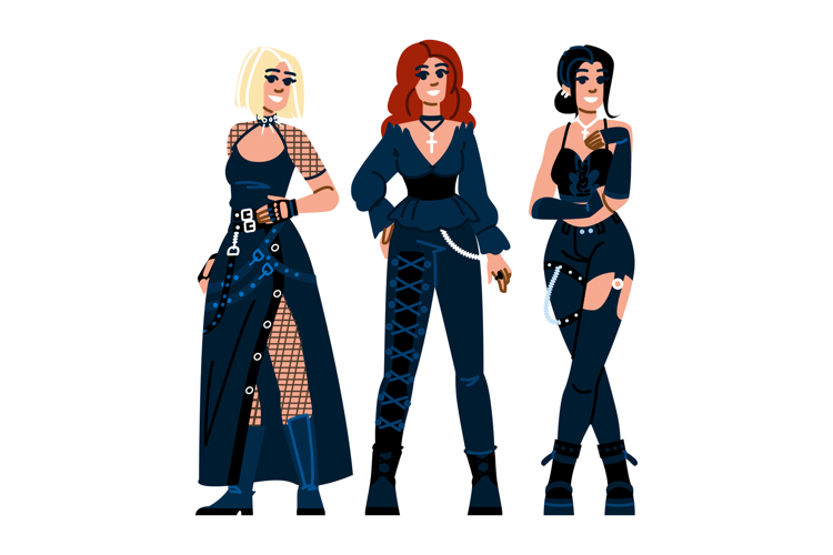 victorian gothic woman fashion vector