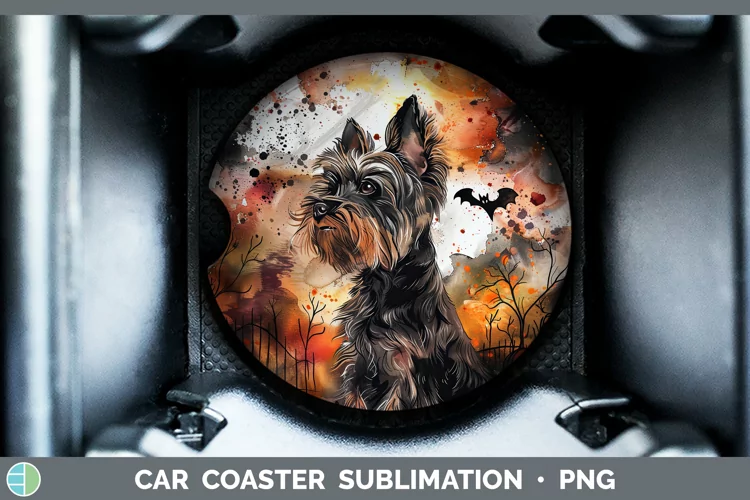 Gothic Yorkshire Terrier Car Coaster Sublimation Coaster Des