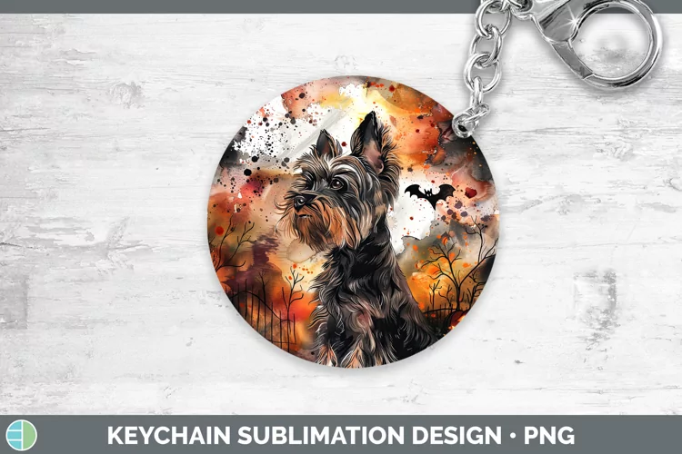 Gothic Yorkshire Terrier Keychain Sublimation Keyring Design