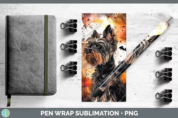 Gothic Yorkshire Terrier Pen Wrap Sublimation Epoxy Pen Desi