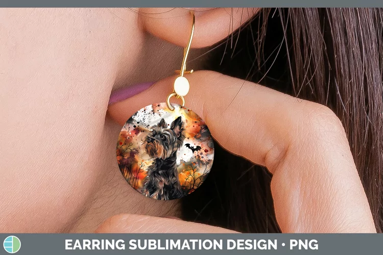 Gothic Yorkshire Terrier Round Earrings Sublimation Earrings