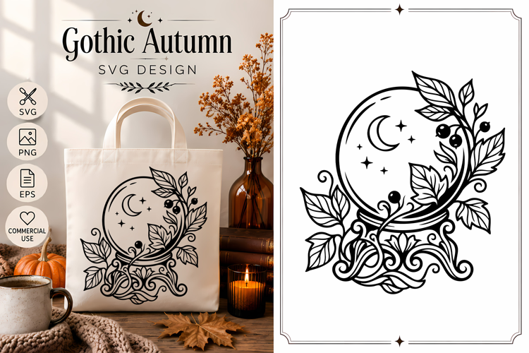 Crystal Ball SVG | Gothic Autumn Botanical Design