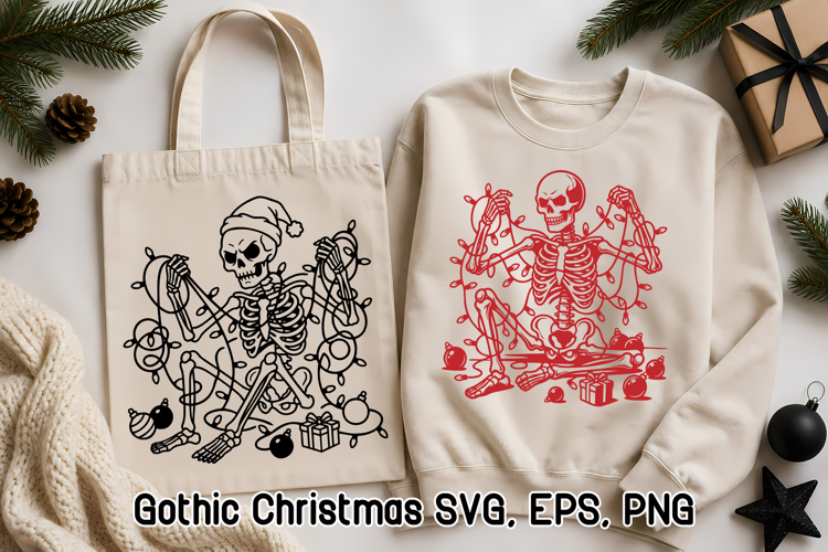 Gothic Christmas Skeleton SVG Design