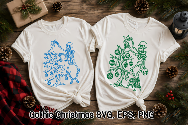 Gothic Christmas Skeleton SVG Design | Christmas Tree SVG
